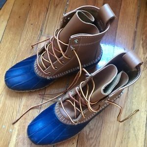 Tan/navy 8 inch Bean Boot